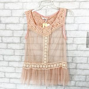 Banana U.S.A sheer lace sleeveless top size Large